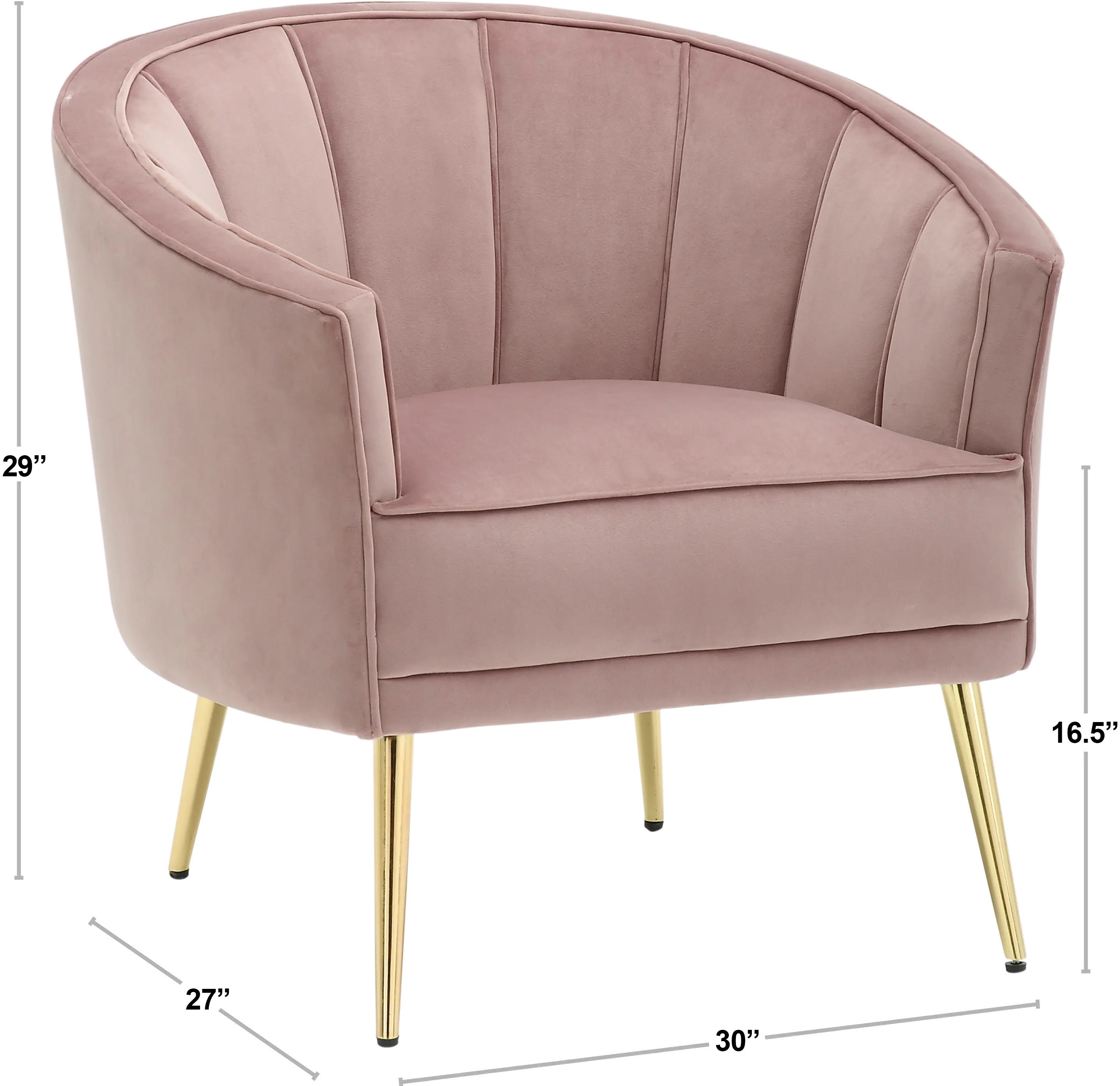 Tania Blush Pink Velvet Glam Accent Chair