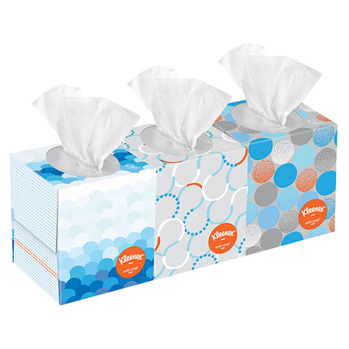 Kimberly-Clark Kleenex Professional Anti-Viral Facial Tissue Cube for Business (21286) | White， 3 Boxes