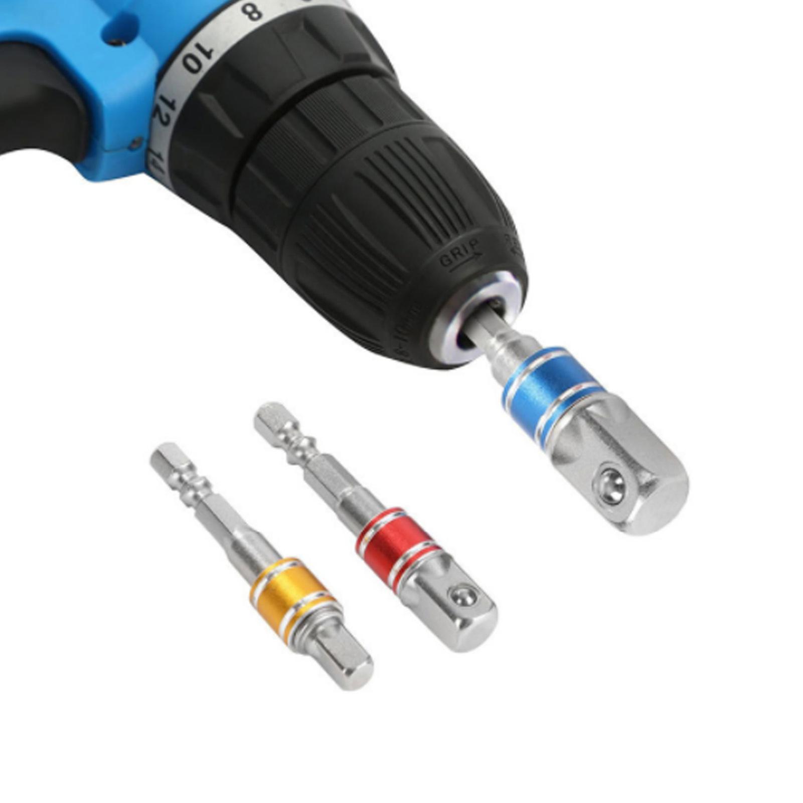Black 3pcs Impact Grade Socket Adapter / Extension Set Turns Power Drill Into High Speed Nut Driver， 1/4-inch Hex Shank To Drive For Adapters To Use W