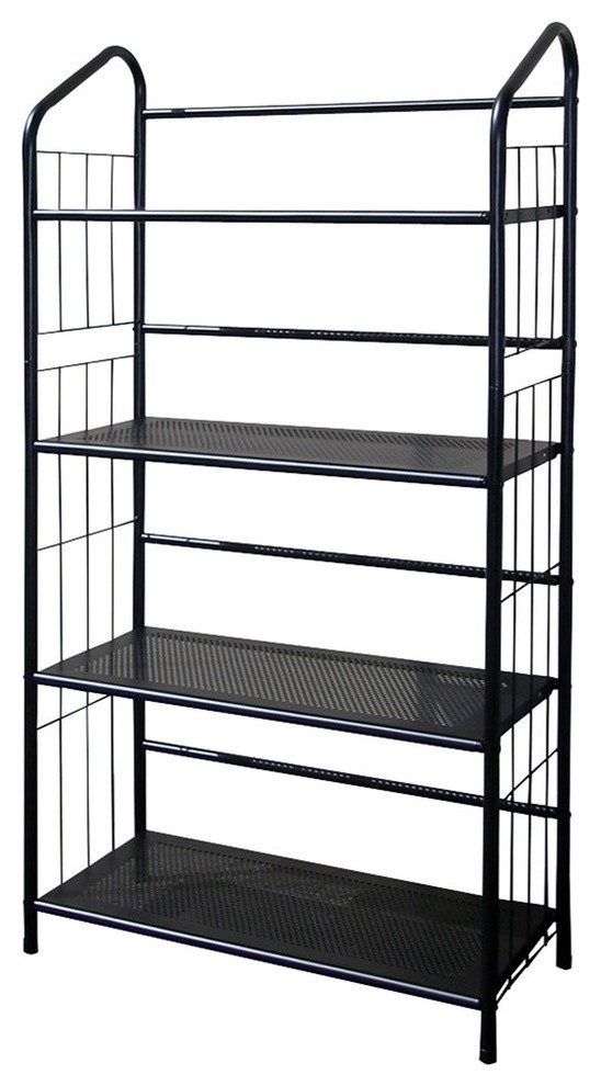 4 Tier Metal Book Shelf  Black   Industrial   Bookcases   by Homesquare  Houzz