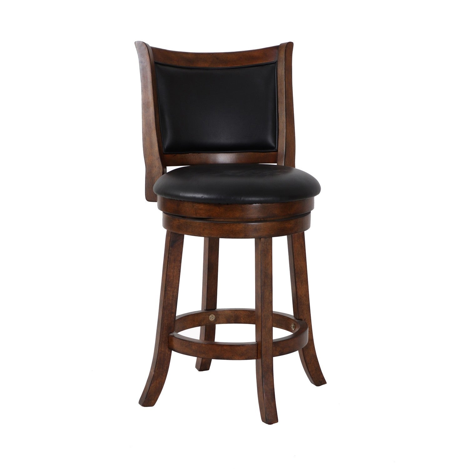 Curved Swivel Counter Stool with Leatherette Padded Seating，Brown and Black - 39 H x 21.5 W x 16.88 L Inches