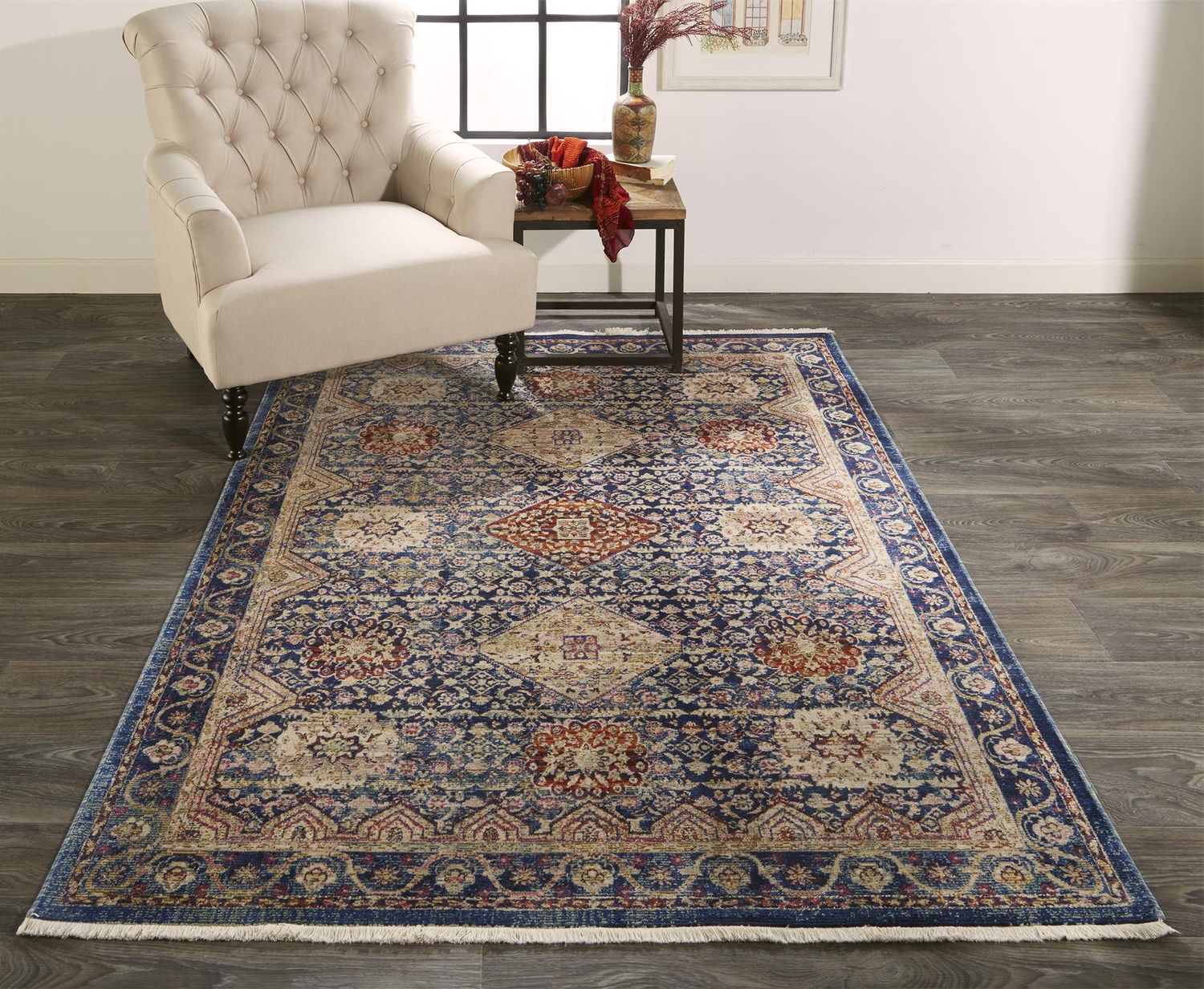 Tessina Blue and Rust Rug by BD Fine