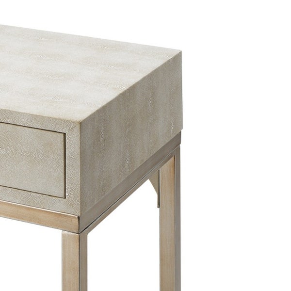 Side Table with One Drawer and Metal Base， White