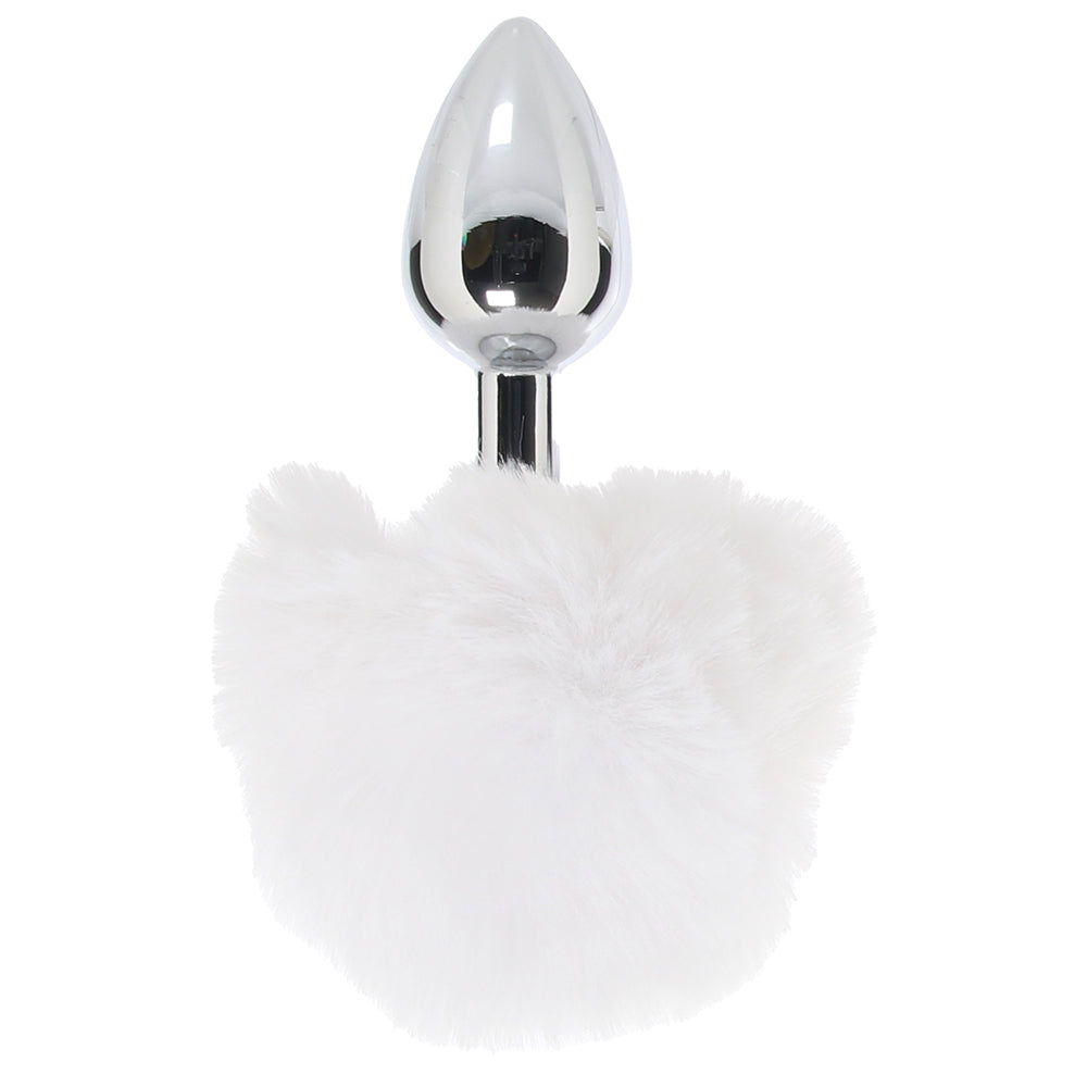 Gemsations 3 Inch Bunny Tail Butt Plug in Silver