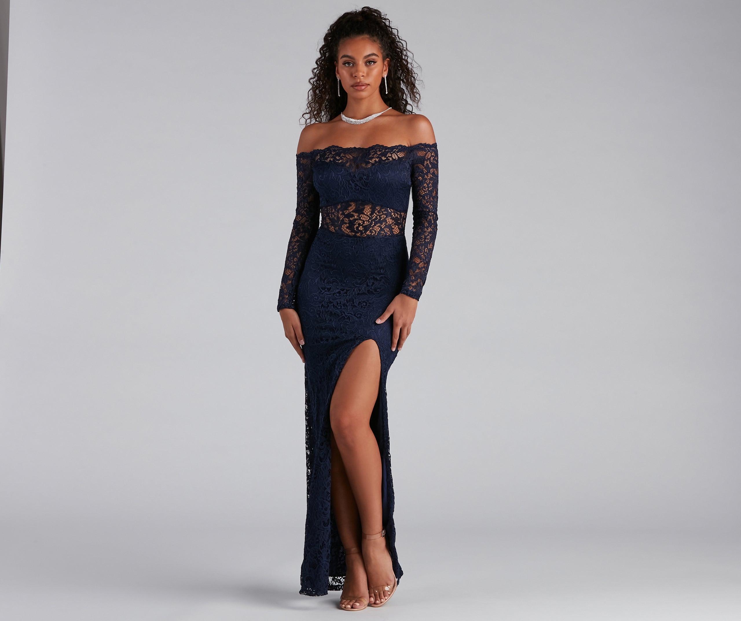 Tori Off-The-Shoulder Lace Formal Dress