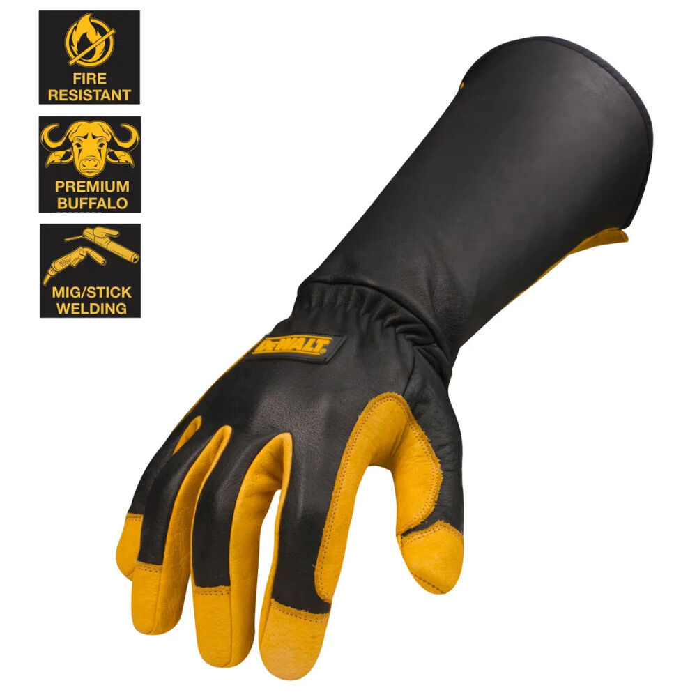 DW Welding Gloves Large Black/Yellow Premium Leather DXMF04051LG from DW