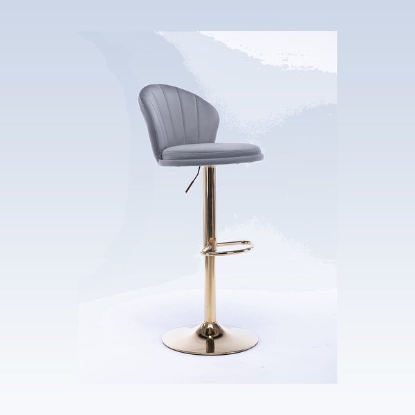 Modern Set of 2 Bar Stools with Footrest and Base