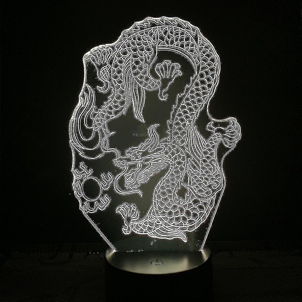 Chinese Dragon 3d Led Night Light Kids Bedroom Table Lamp