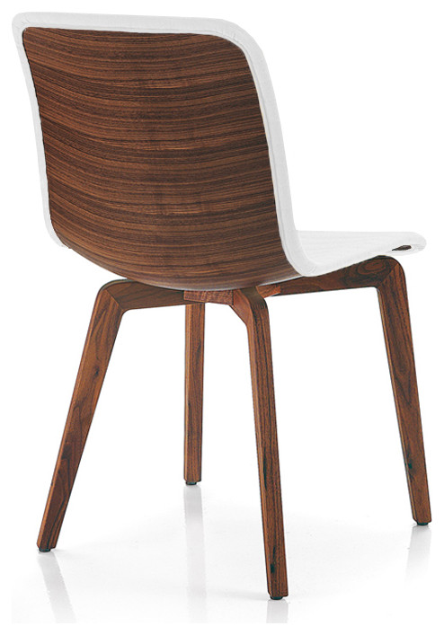 Vidor Dining Chair  White Pu Cover Seat And Walnut Veneer Back   Modern   Dining Chairs   by Love Sofa  Houzz