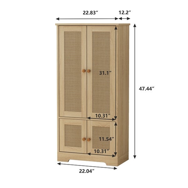 4-Door Rattan Decorative Storage Cabinet，for Bedroom，Living Room