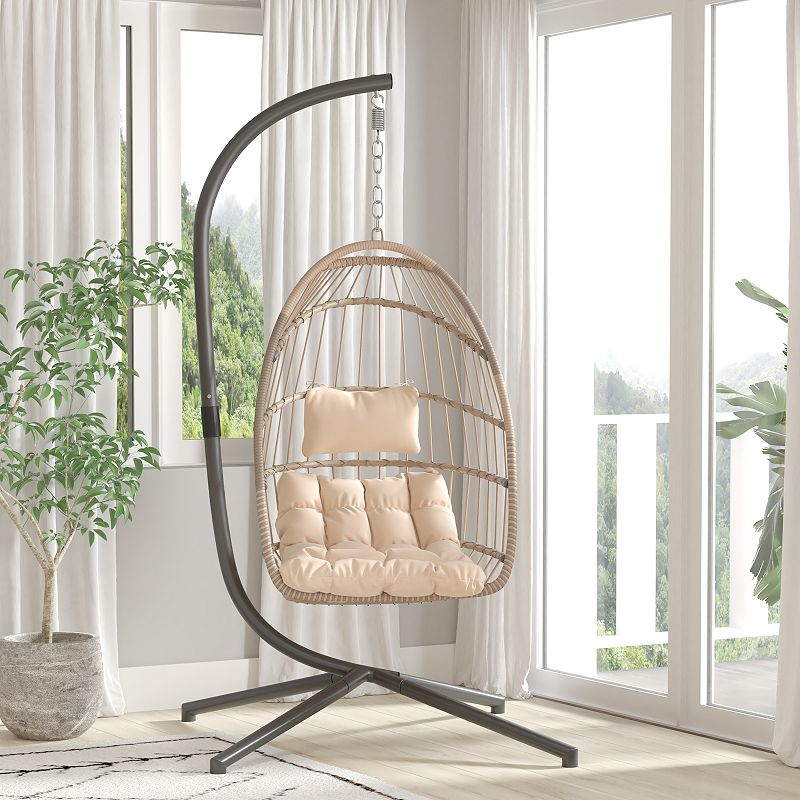 Flash Furniture Cleo Patio Hanging Egg Chair