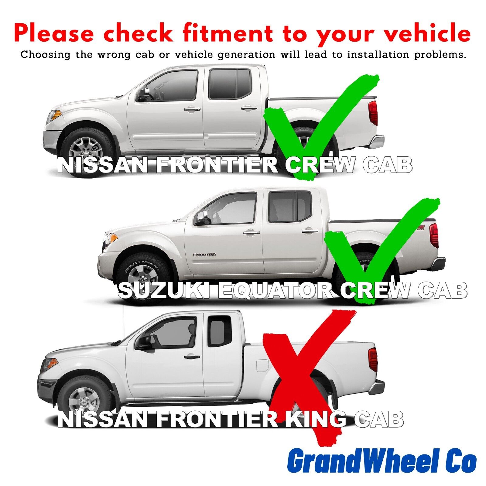 GrandWheel Co Smoke Tinted Tape-On Side Window Vent Visor Deflectors Rain Guards Compatible with Nissan Frontier 2005-2021 Crew Cab/Suzuki Equator 2009-2013 Crew Cab - 4 pcs. GW0170