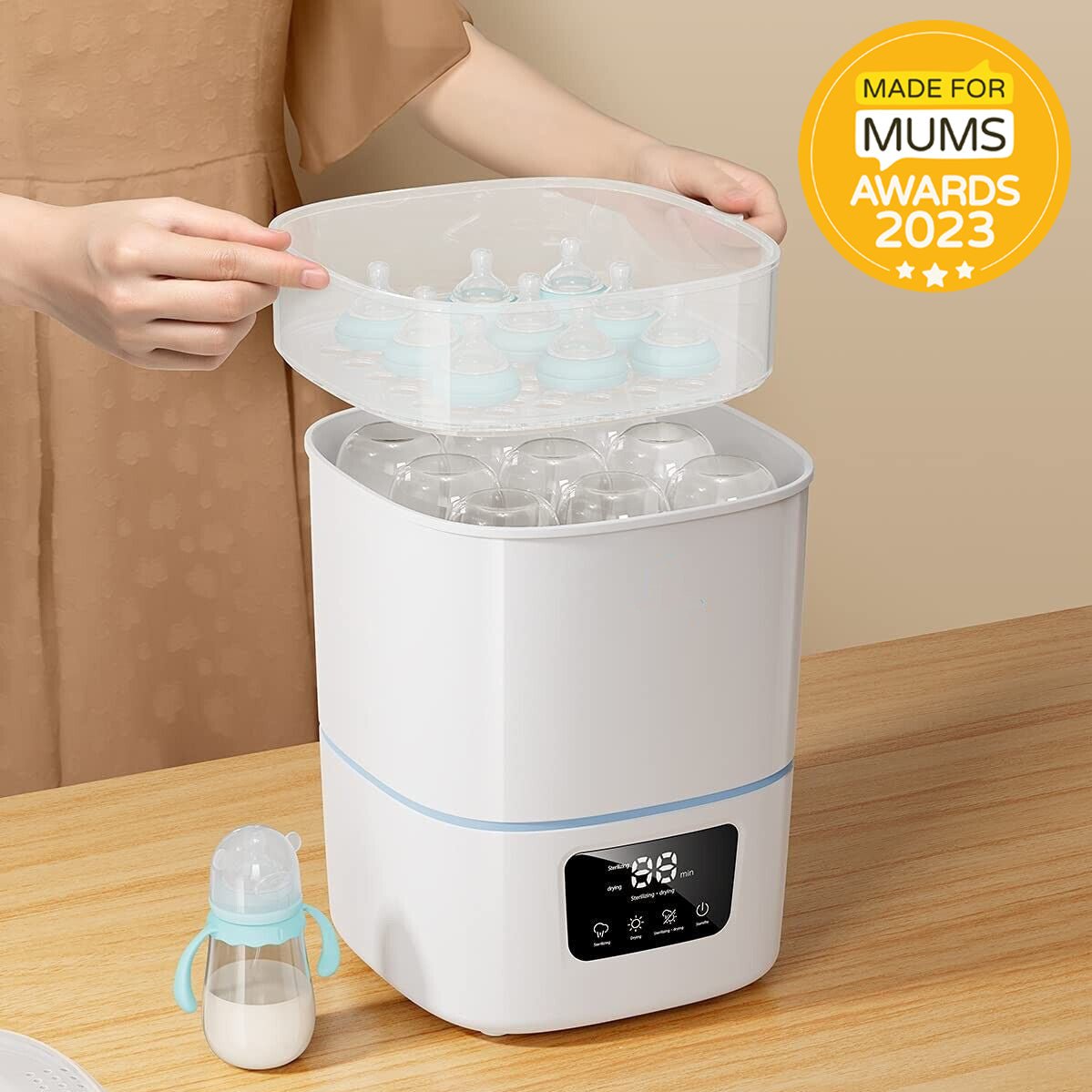 Luxury 3-In-1 Baby Bottle Steam Sterilizer And Dryer With LCD Screen