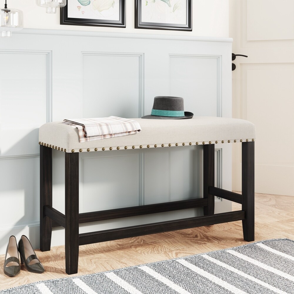 Wooden Upholstered Dining Bench for Small Places