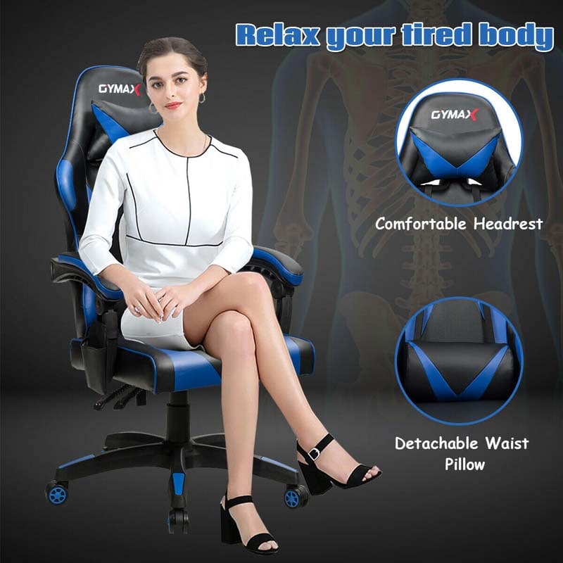 Massage Gaming Chair Recliner, Racing Computer Office Chair, Ergonomic High Back Swivel PC Game Chair with Headrest & Lumbar Support