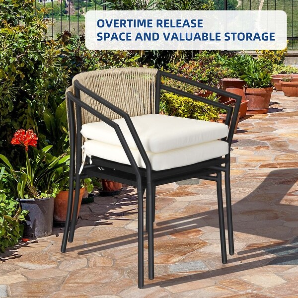 Moasis 3 Piece Wicker Patio Bistro Set，Outdoor Conversation Cushioned Chair and Table Set