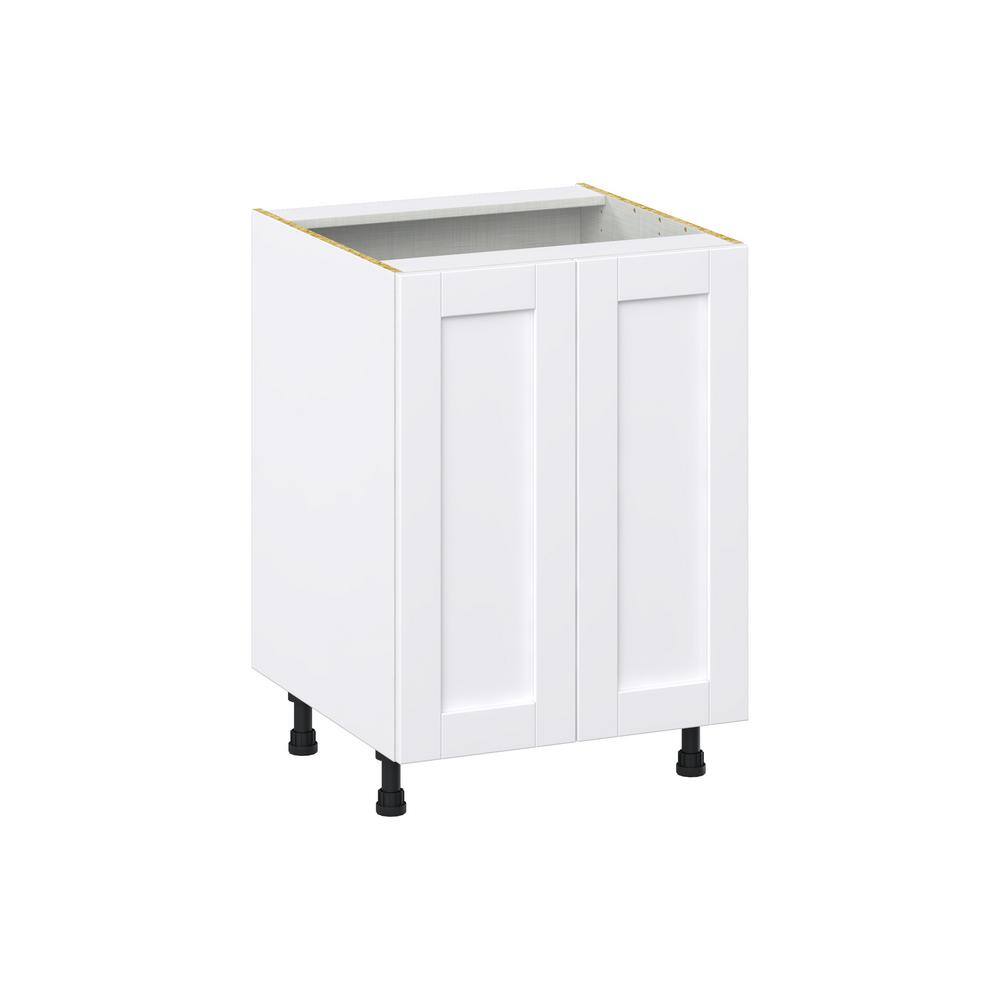 J COLLECTION Mancos Glacier White Shaker Assembled Base Kitchen Cabinet with Full Height Door (24 in. W x 34.5 in. H x 24 in. D) DSB24-2FH-MN