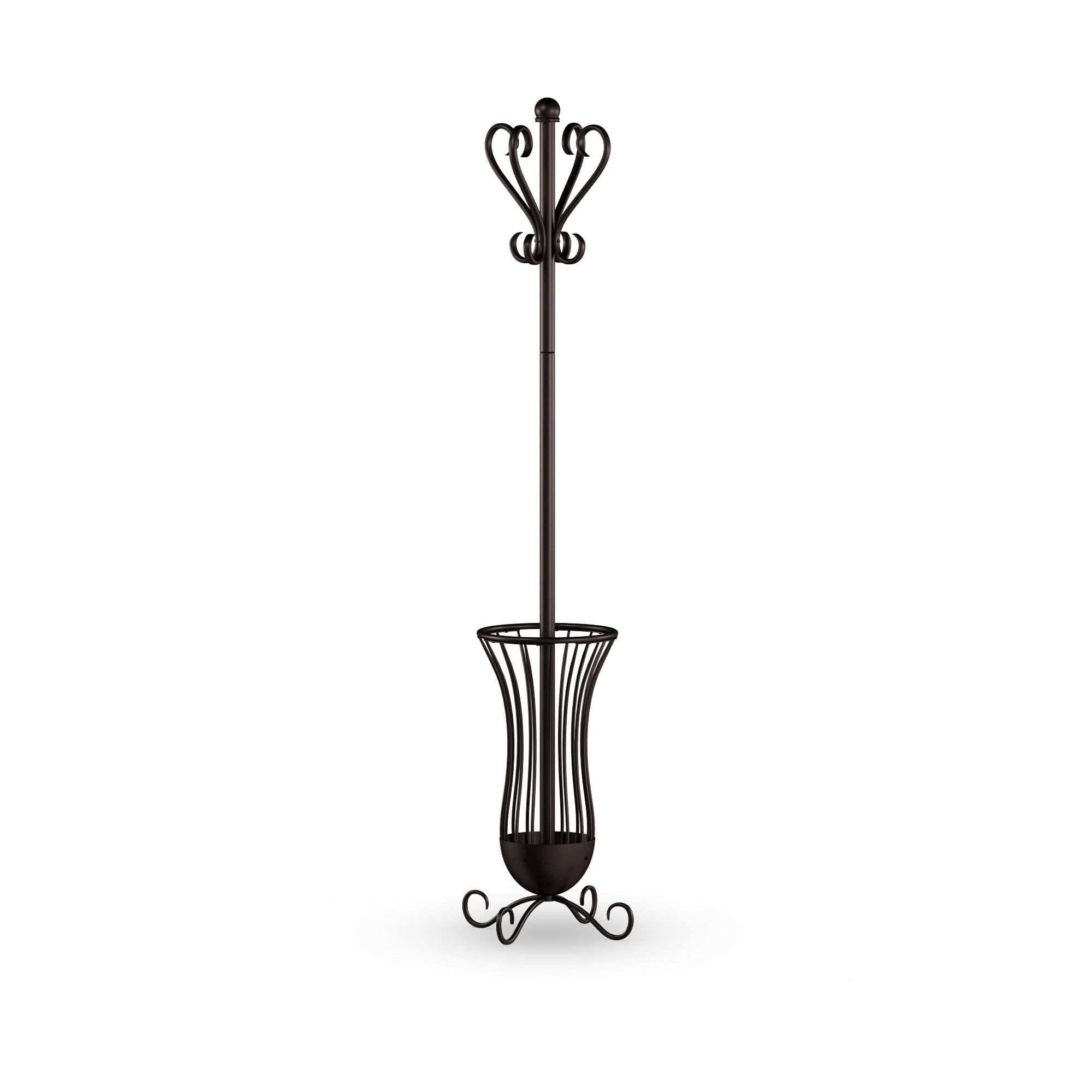 Better Homes and Gardens Traditional Metal Coat Rack With Umbrella Stand， Bronze Finish