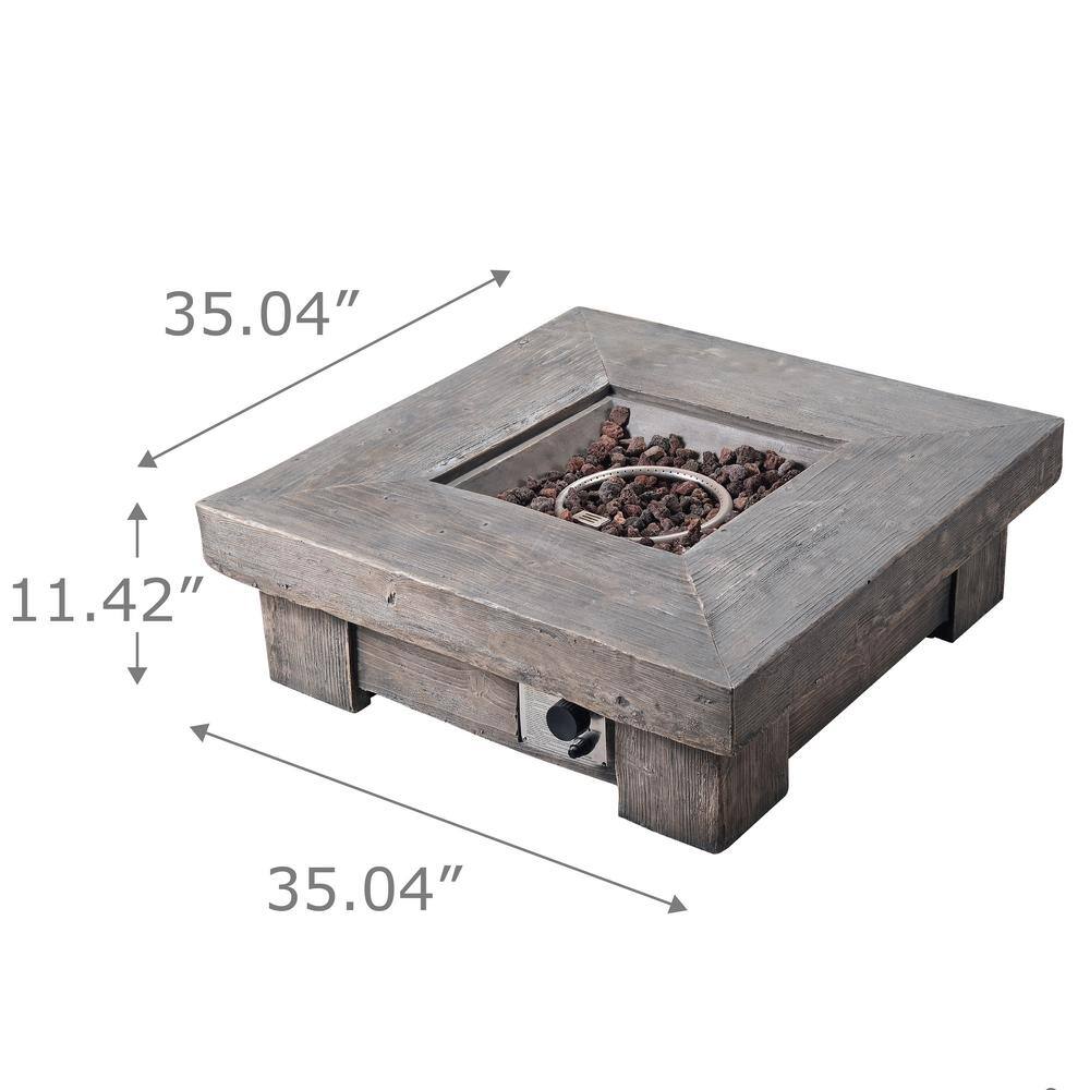 Teamson Home 35 in. Outdoor Square Light Weight Ceramic Propane Gas Fire Pit HF11501AA