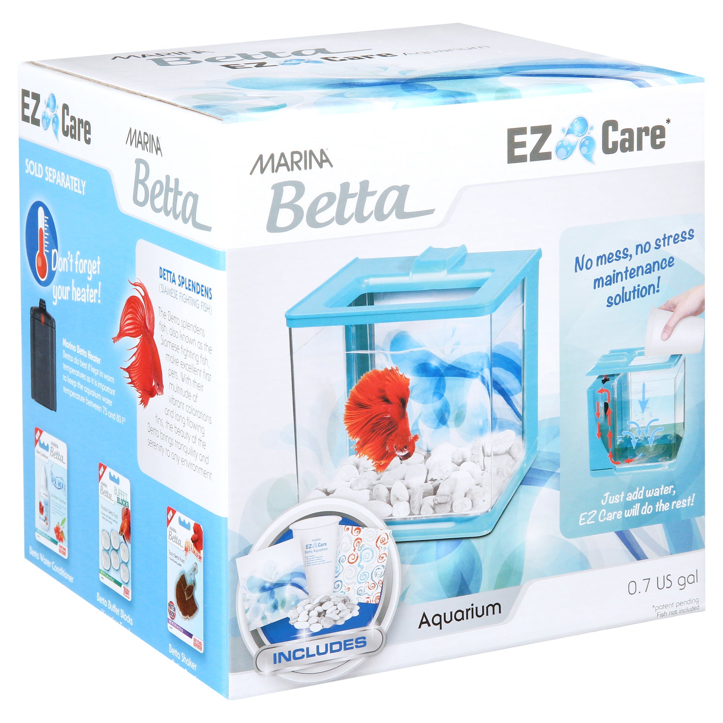 Marina Betta EZ Care 0.7-Gallon Aquarium Starter Kit， Blue