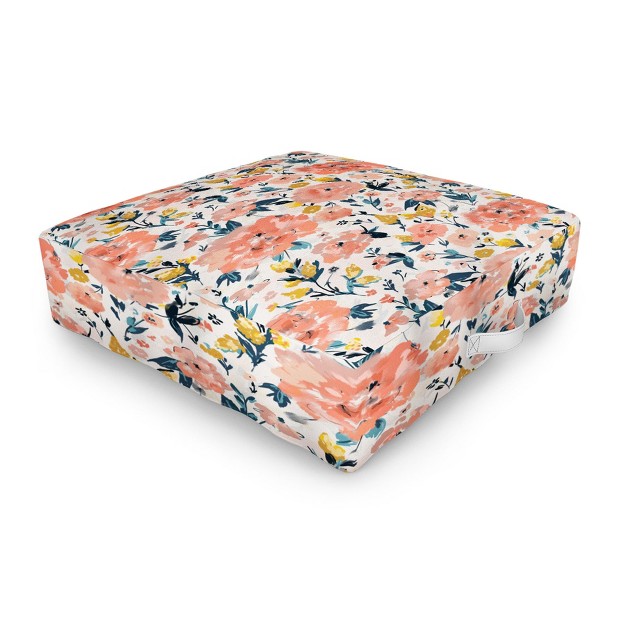 Alison Janssen Tropical Coral Floral Outdoor Floor Cushion Deny Designs