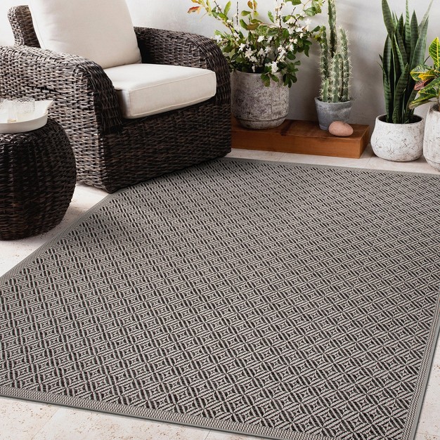 World Rug Gallery Geometric Border Indoor outdoor Area Rug