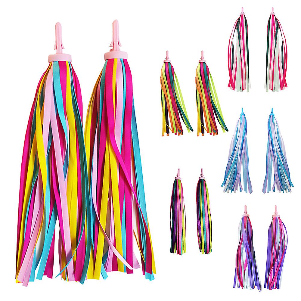 2 Pcs Kid's Rainbow Bike Streamers For Girls Boys Children's Tassel Scooters Ribbons Bike Handlebar Streamers Ribbons No.237487