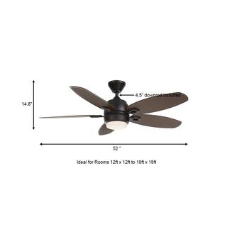 Home Decorators Collection Daniel Island 52 in. White Color Changing Integrated LED Outdoor Matte Black Ceiling Fan with Light Kit and Remote 52179