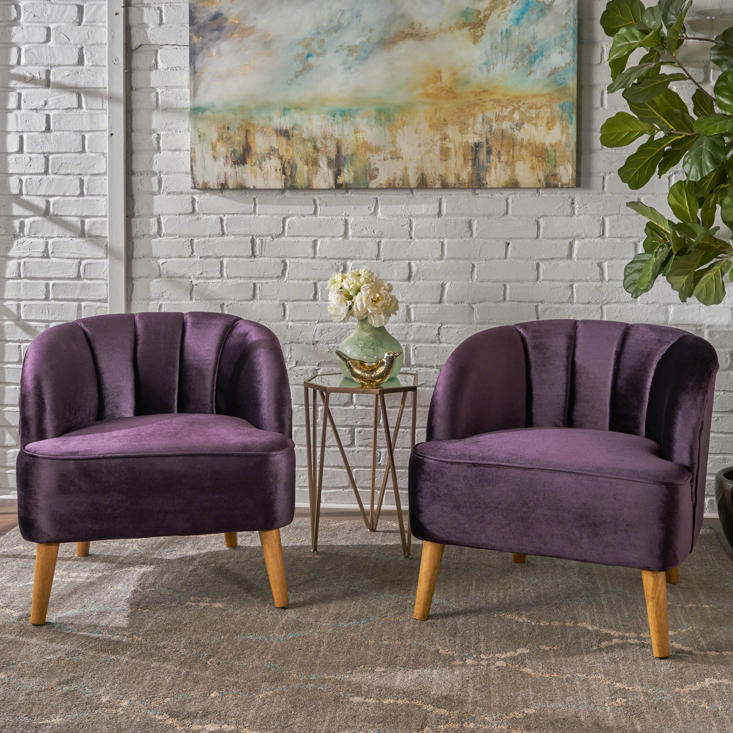 Scarlett Modern Velvet Accent Chair (Set of 2)