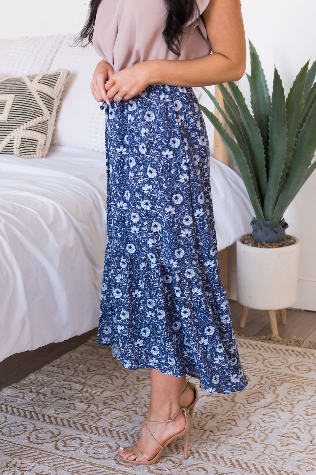 Blue Blooms Modest Skirt