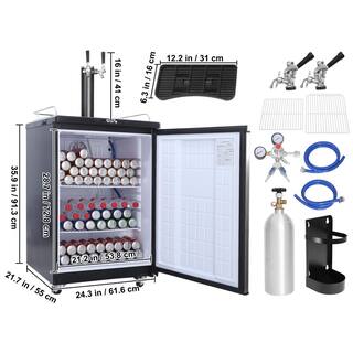 VEVOR Beer Kegerator Dual Tap Draft Beer Dispenser Full Size Keg Refrigerator With Shelves CO2 Cylinder Drip Tray  Rail DZSZPJGY2163LD8WUV1