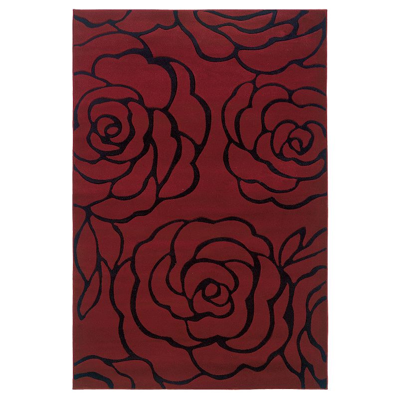 Linon Home Decor Milan Garnet Floral Rug