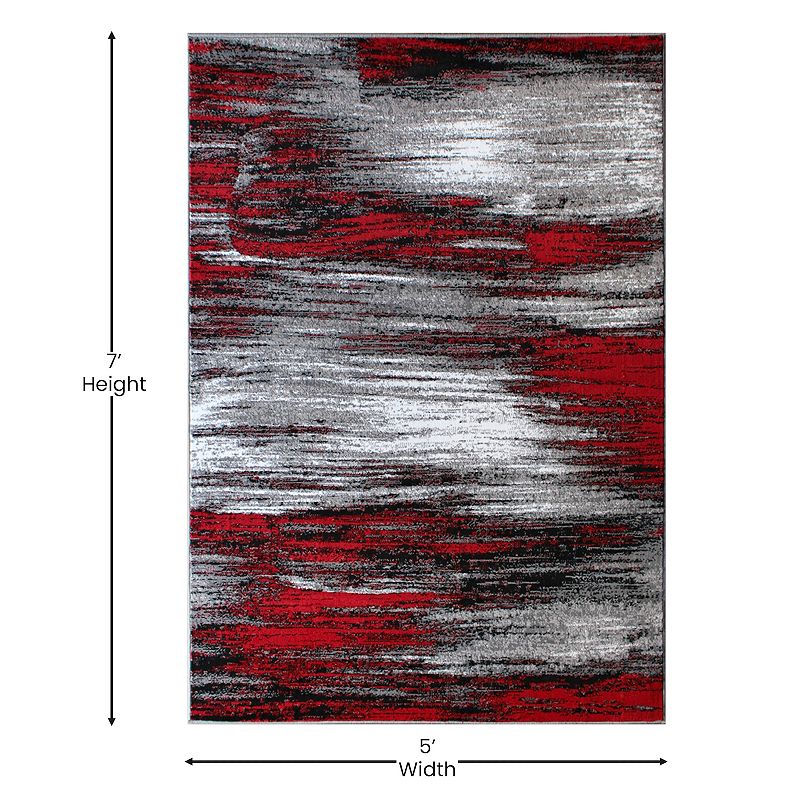 Masada Rugs Masada Rugs Trendz Collection 5'x7' Modern Contemporary Area Rug in Red， Gray and Black - Design Trz863