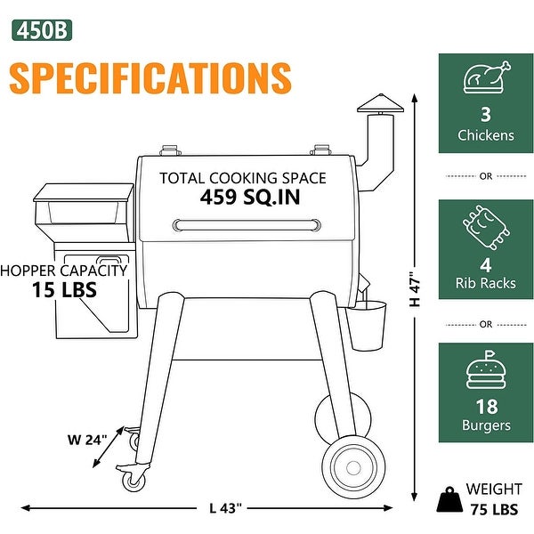 Z Grills 2022 NEW model pellet grill and smoker 450B with a PID controller