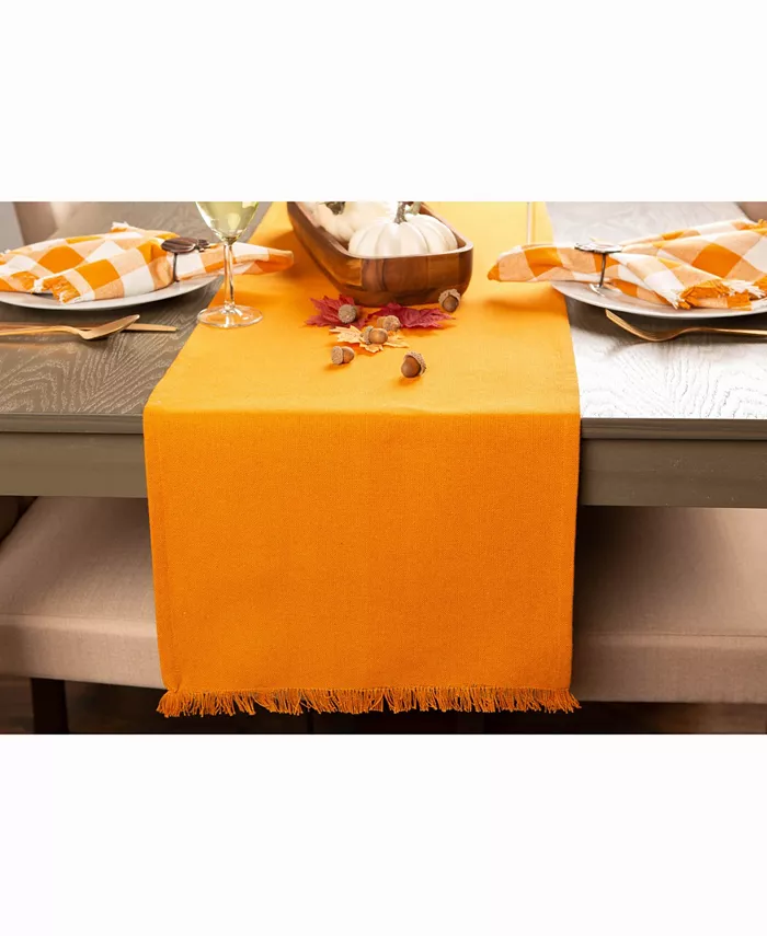 Design Imports Solid Pumpkin Spice Heavyweight Fringed Table Runner 14 X 72