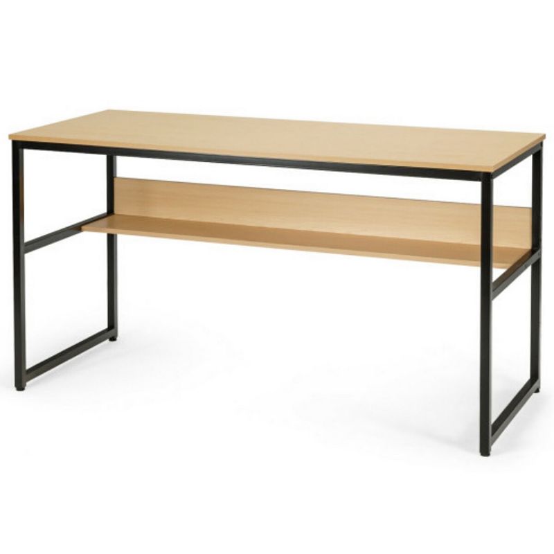 55-Inch Computer Desk Writing Table Workstation Home Office with Bookshelf