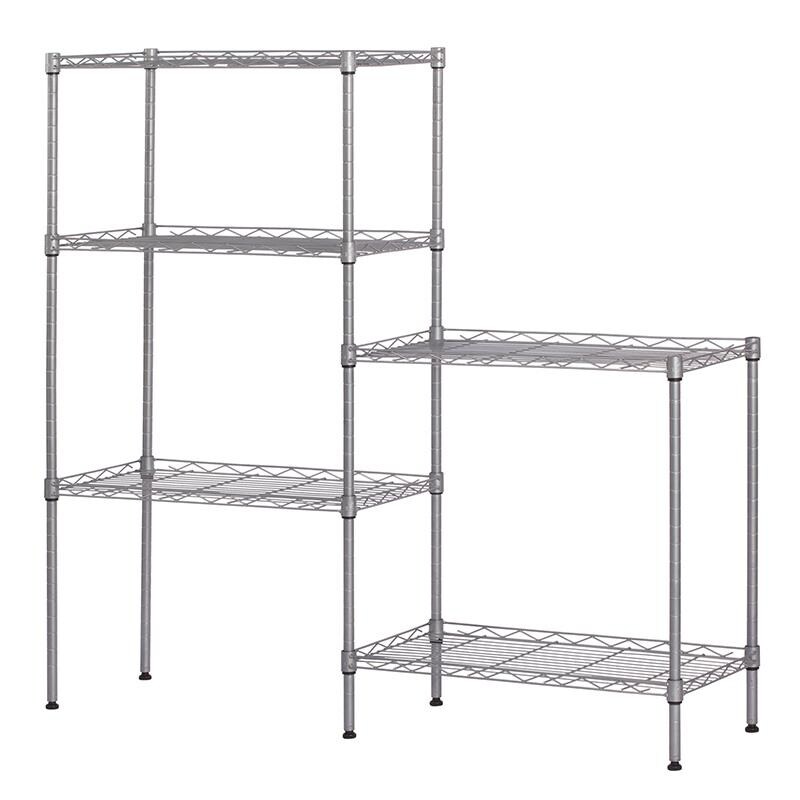 Heavy Duty 5 Layer Wire Shelving Rack Adjustable Shelf Storage Silver