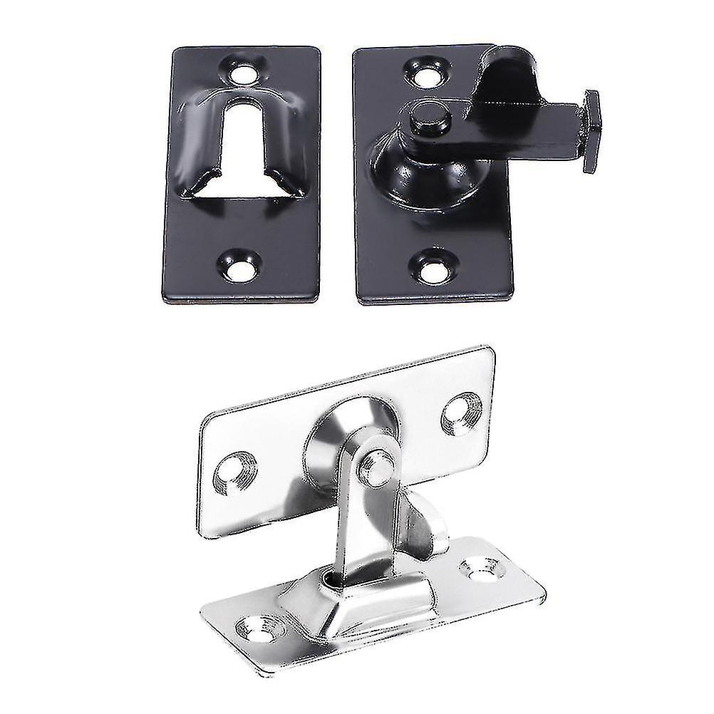 2pcs 90 Degree Solid Door Latch Bolt 304 Stainless Steel Lock Sliding Door Right Angle Buckle(black+silver)