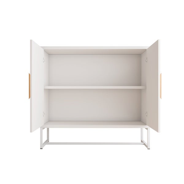 White Modern Sideboard，Kitchen Storage Cabinet with Metal Legs