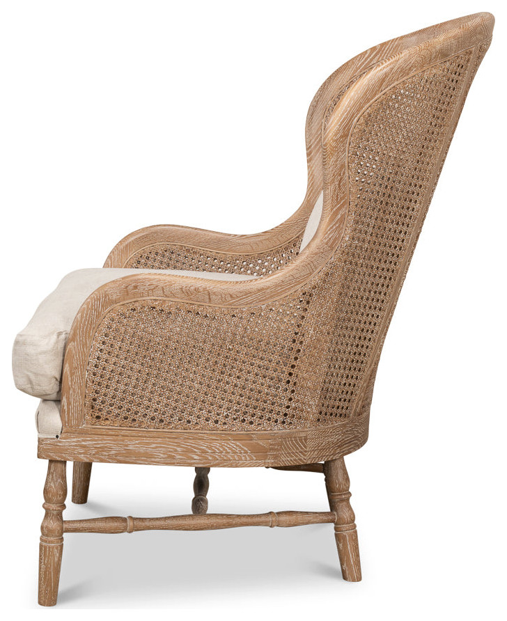 Randolph Wing Accent Chair Cane and Wood Frame   Traditional   Armchairs And Accent Chairs   by Sideboards and Things  Houzz