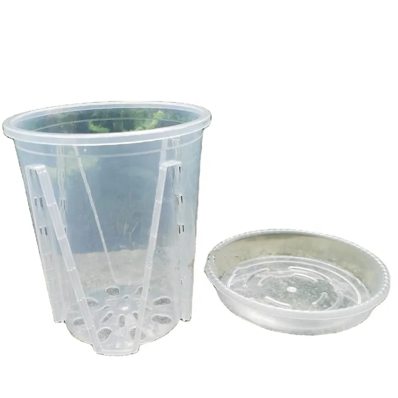 garden supplies factory cheap clear plastic perforated orchid flower pot