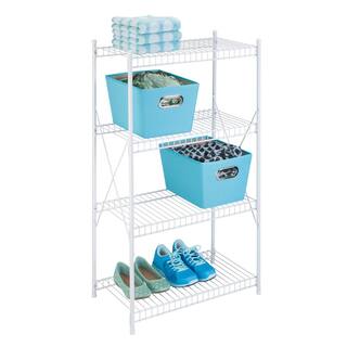 Honey-Can-Do White 4-Tier Steel Garage Storage Shelving Unit (23.3 in. W x 41 in. H x 13 in. D) SHF-09452