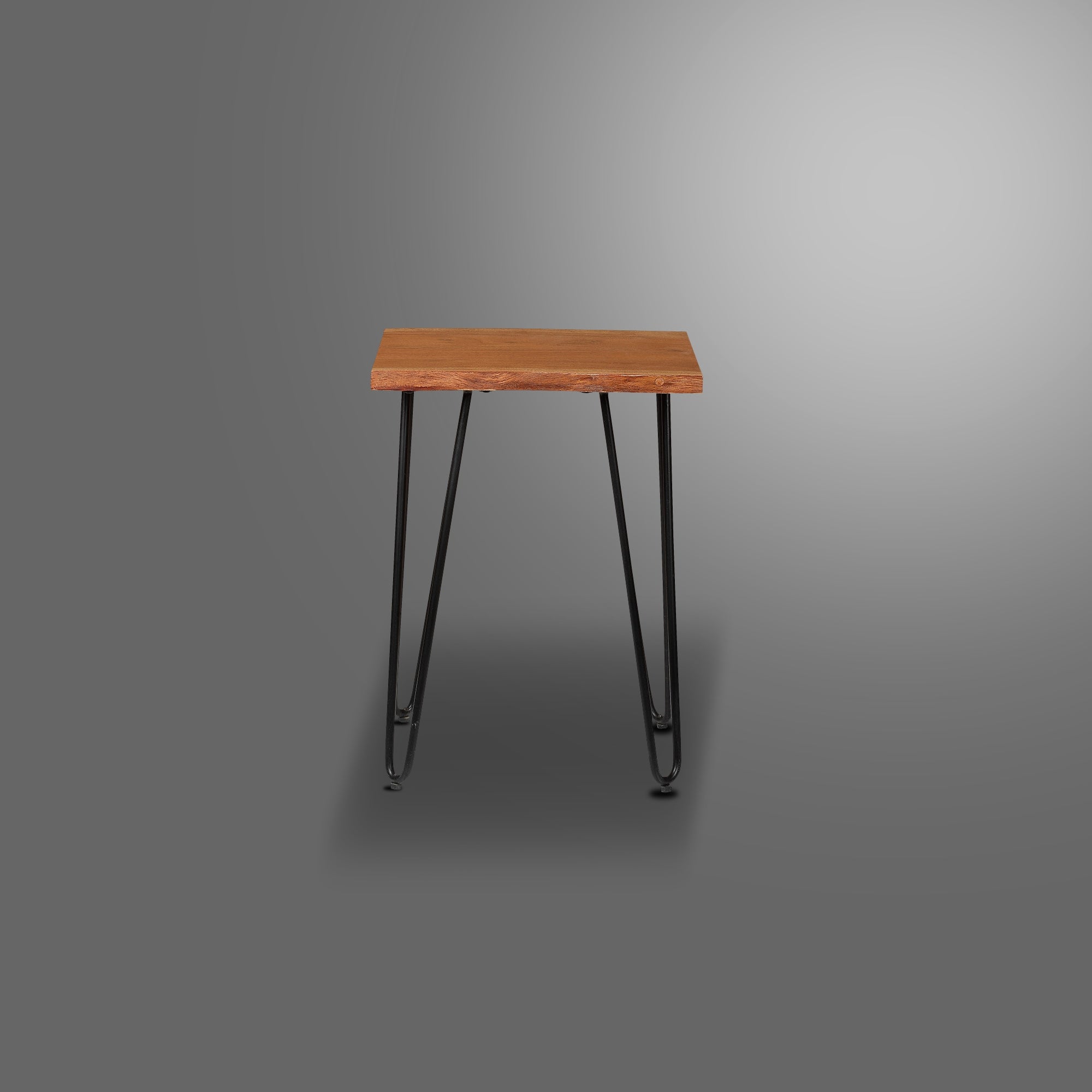 Karina Wooden Side Table with 4 Metal Legs - 16