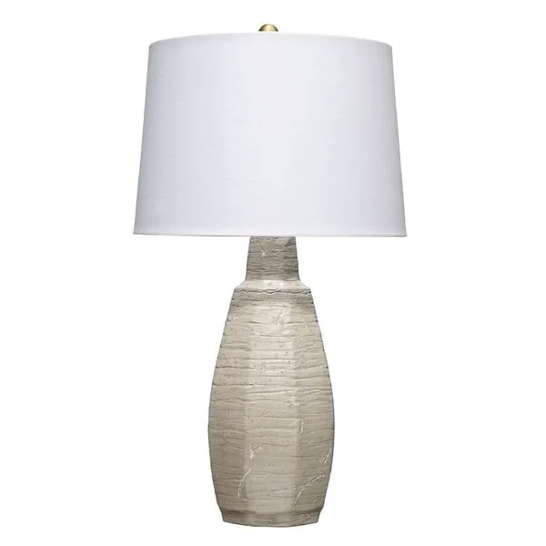 30 Inch Ceramic Table Lamp with Textured Design Base， White