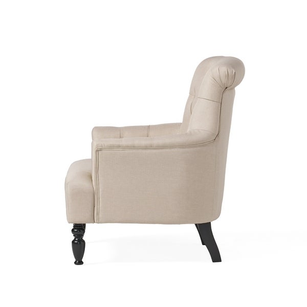 Bernstein Tufted Club Armchair w/ Rolled Backrest by Christopher Knight Home