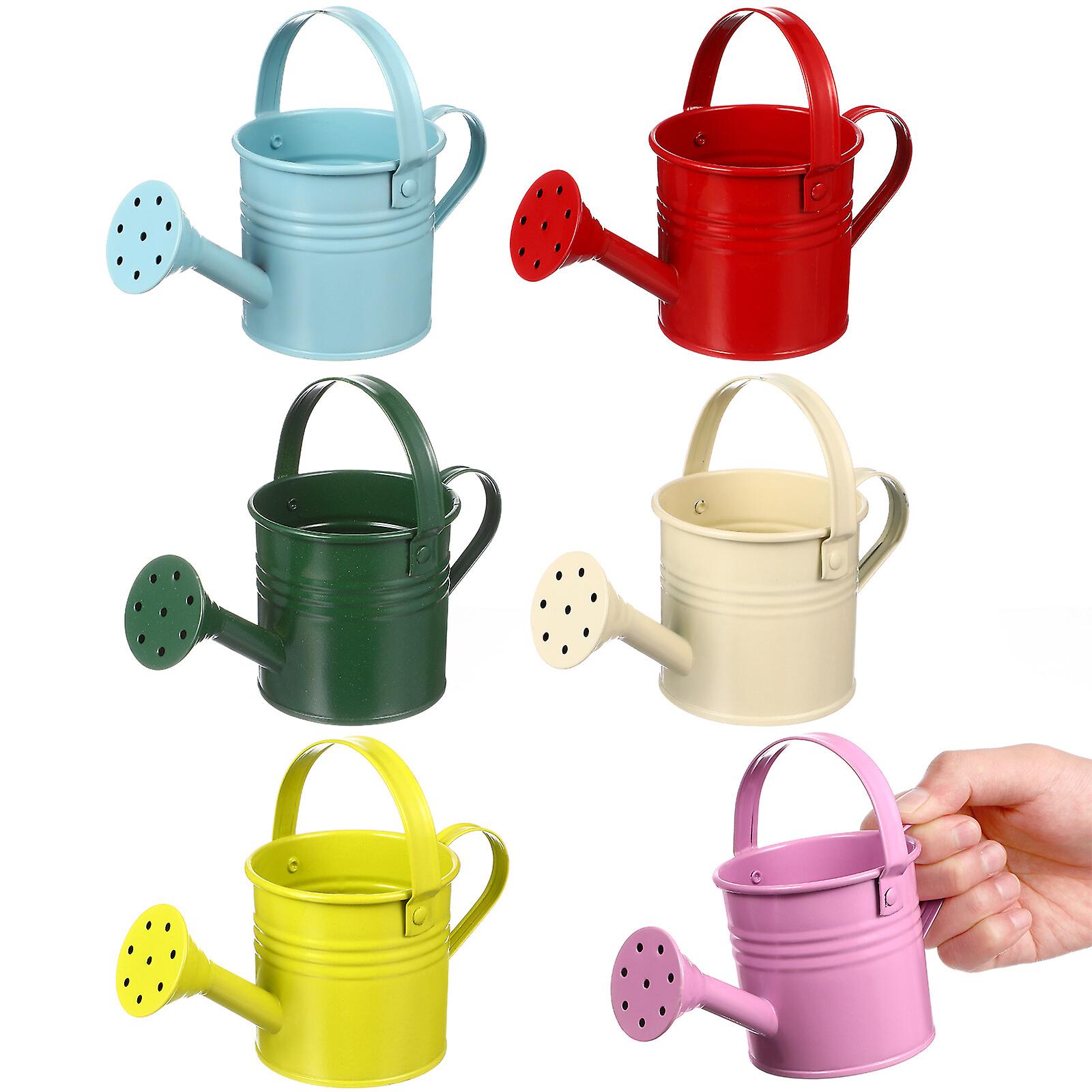 6pcs Pretty Gardening Iron Watering Cans Childrens Multi-color Watering Cans