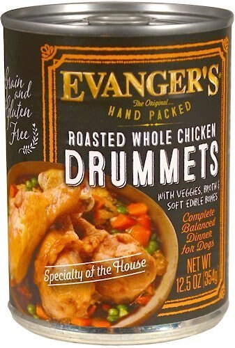 Evanger's Grain-Free Hand Packed Roasted Whole Chicken Drummets Dinner Canned Dog Food