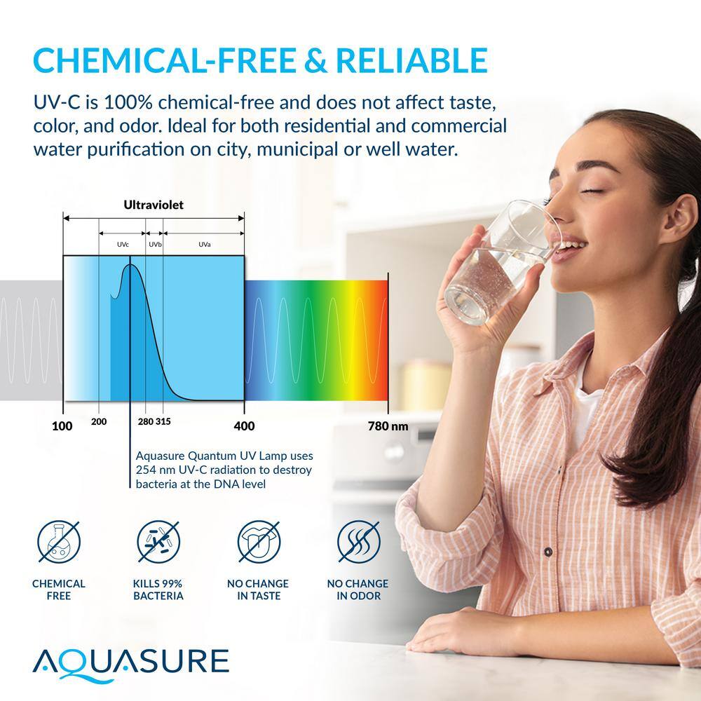 AQUASURE Quantum Series 18 GPM Ultraviolet UV Light Water Filter System for Whole House Water Sterilization Disinfection AS-UV18HO