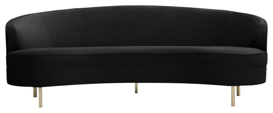 TOV Furniture Baila 32.9 quotH Transitional Velvet and Pine Wood Sofa in Black/Gold   Contemporary   Sofas   by Kolibri Decor  Houzz