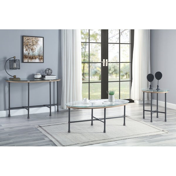 ACME Brantley Coffee Table in Clear Glass and Sandy Gray